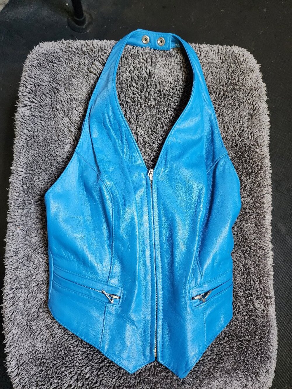 Wilsons Turquoise Blue Leather Halter Top